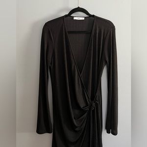 Mango Long Sleeve Tie Dress